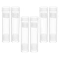 Six clear round plastic coin holders with caps for secure coin storage, suitable for kids and baby accessories.