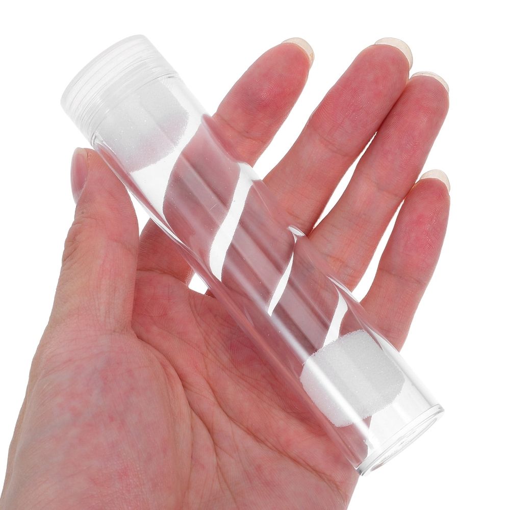 Six transparent round plastic coin holders with caps for secure coin storage, suitable for baby and kids' accessories.
