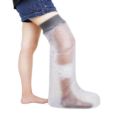 Waterproof cast cover for kids' legs by Everything Baby, reusable shower protector to keep bandages dry after foot or ankle surgery.