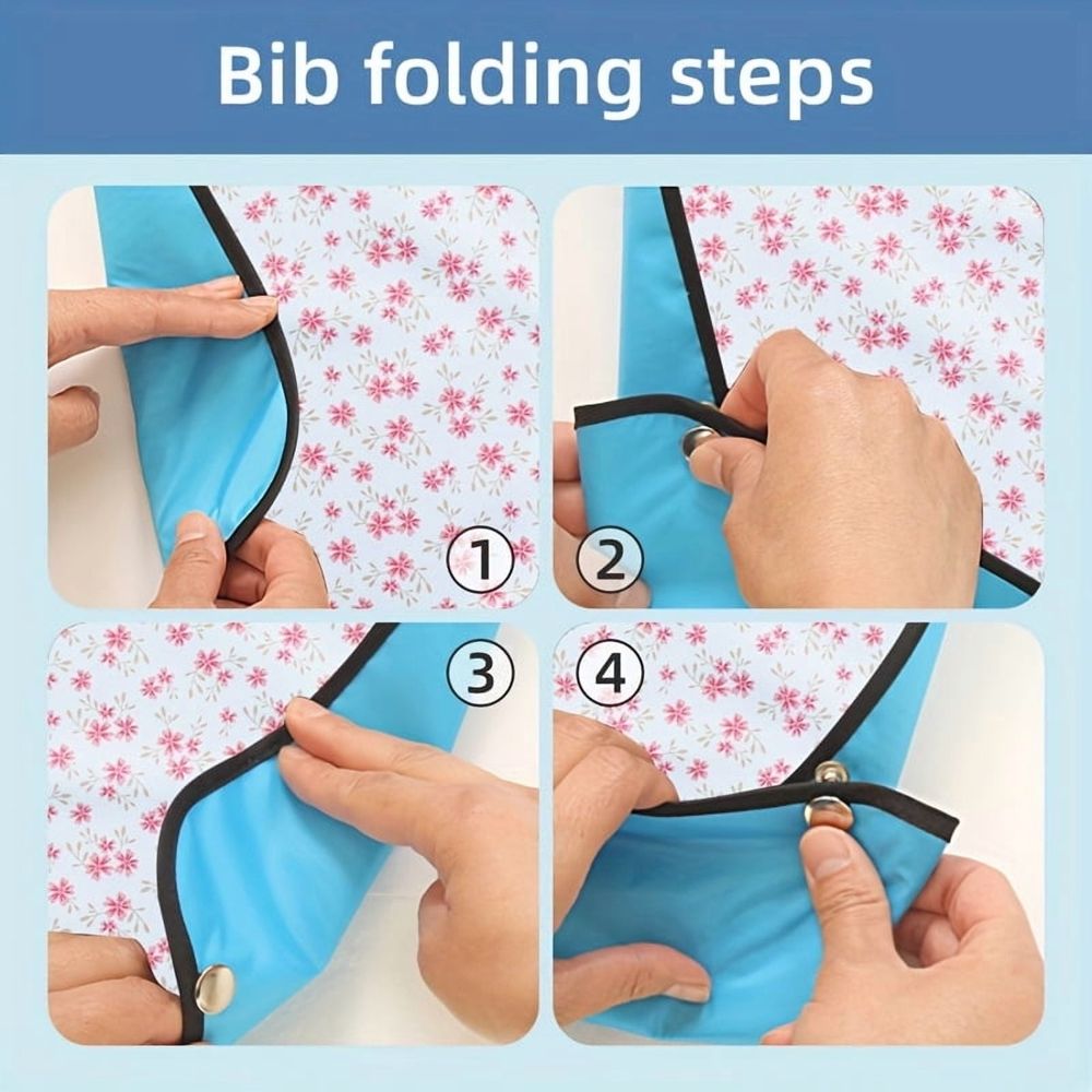 Three reusable adult bibs for elderly men and women, with crumb catchers, clothing protectors, and nursing feeding protection.