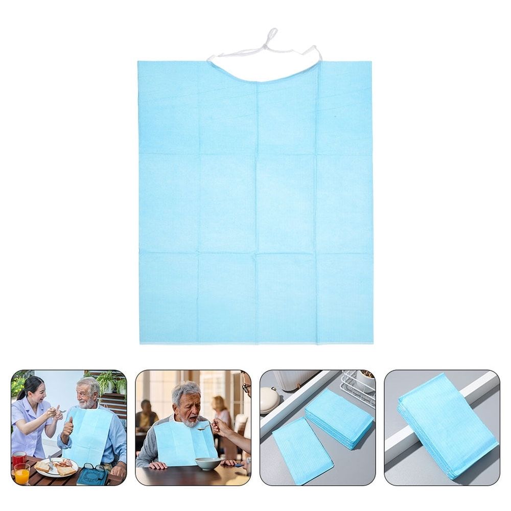 Set of 60 waterproof adult bibs by Everything Baby, designed for elderly and seniors to protect clothing during meals.