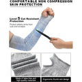 Three pairs of black, gray, and blue elderly arm sleeves with thumb holes, protecting thin skin from sun, abrasions, and bruising.