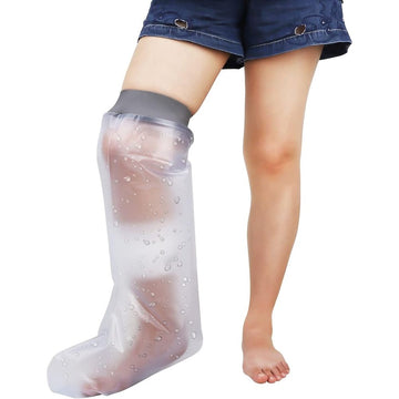 Waterproof cast cover for kids' legs, reusable shower protector by Everything Baby, keeps cast and wound dry after surgery