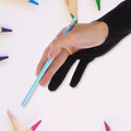 Black artist sketching glove made of breathable, flexible fabric for comfortable, precise drawing, designed for artists and creatives.