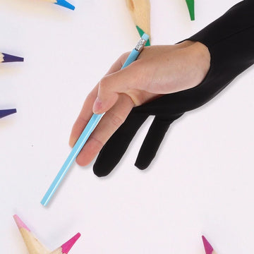 Black artist sketching glove made of breathable, flexible fabric for comfortable, precise drawing, designed for artists and creatives.