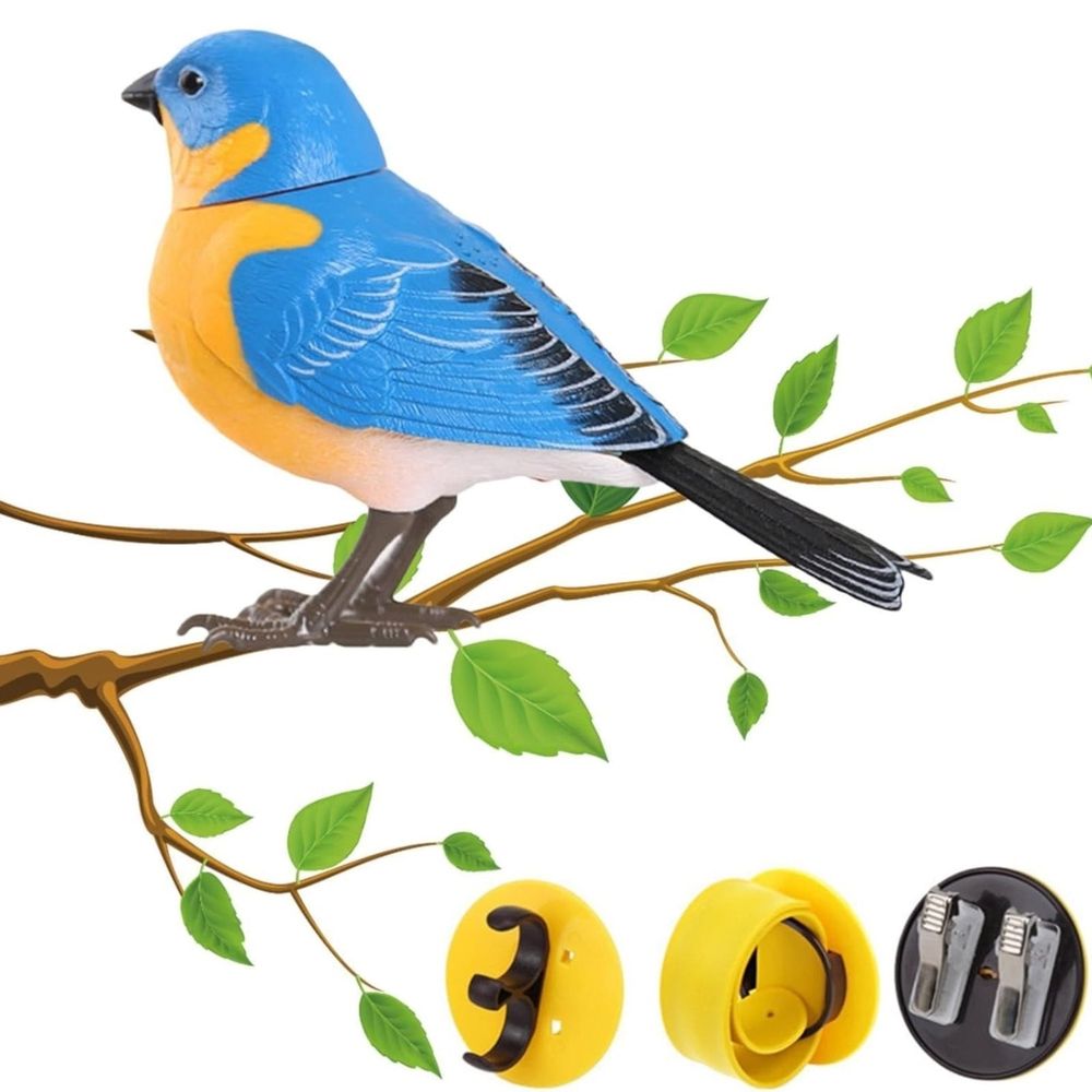 Realistic chirping and moving baby bird toy by Everything Baby, interactive pretend play bird toy for kids, battery operated.