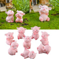 Set of 8 miniature pig figurines by Everything Baby, cute toy figures for fairy garden decor, cake toppers, and desk decoration.