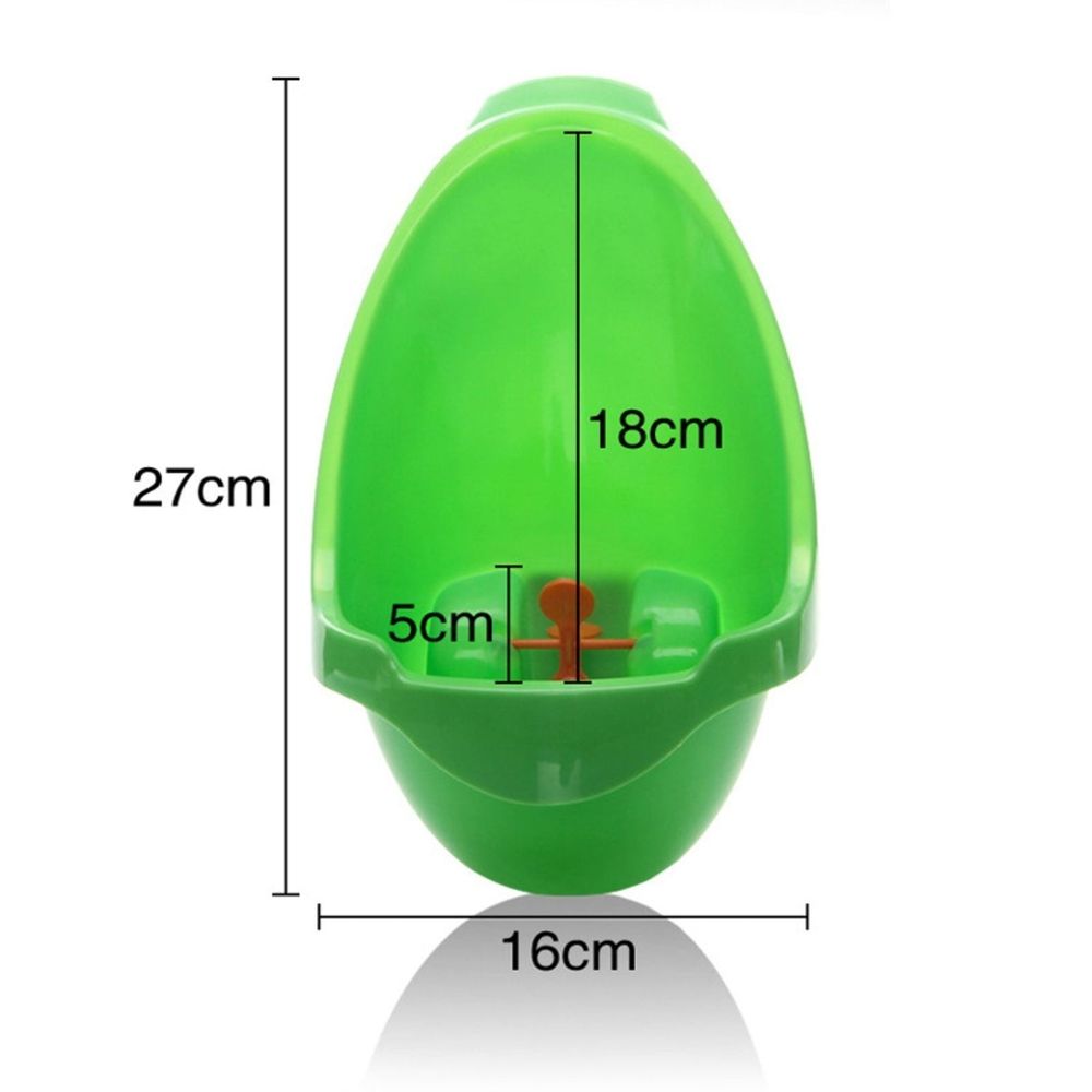 Frog cartoon design wall-mounted kids' urinal by Everything Baby, suitable for boys' potty training, featuring playful animal artwork.