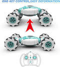 Green stunt car by Everything Baby with 2.4GHz remote control, gesture sensor, all-terrain wheels, and 360° flips for kids.