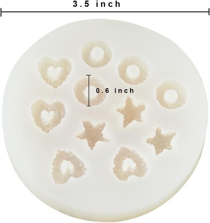 Silicone Candle Molds 2-pack with Fruit Loops and star shapes for making chocolate or gummy candies, non-stick, colorful designs.