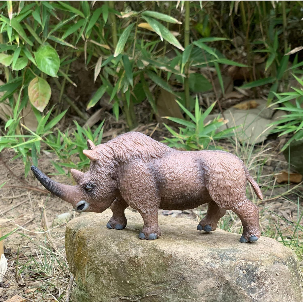 Woolly Rhinoceros toy from Ancient Creatures collection, educational pretend play animal for kids, decorative party cake topper.