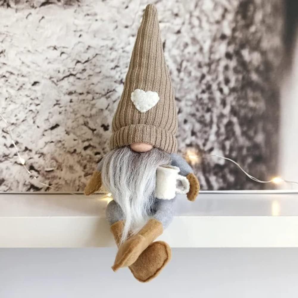 Two plush Swedish farmhouse-style brown decorative figurines for home kitchen or coffee station decor by Everything Baby.