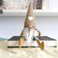 Two plush Swedish farmhouse-style brown baby and kids decor figurines for home kitchen or coffee station shelves.