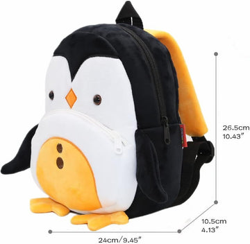 Cute plush penguin toddler backpack for boys and girls, soft and mini-sized for kids aged 1-6, perfect for little ones.
