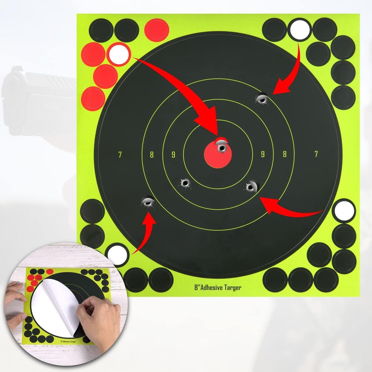 Set of 20 shooting targets paper splatter targets for hunting and outdoor play, with sticks for easy setup and use.