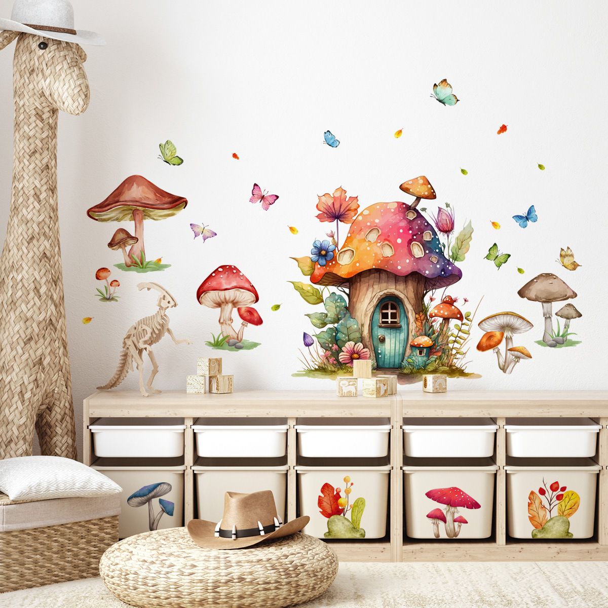 Fairytale butterfly mushroom wall sticker by Everything Baby, perfect for girls' bedroom or living room decor.