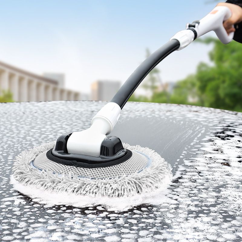 Car wash brush kit with long handle, microfiber and chenille cleaning brushes for vehicle cleaning and detailing.