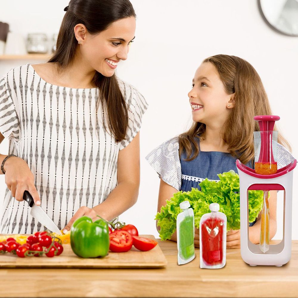 Reusable baby food pouch filler from Everything Baby, designed for semi-solid homemade baby and toddler food filling station.