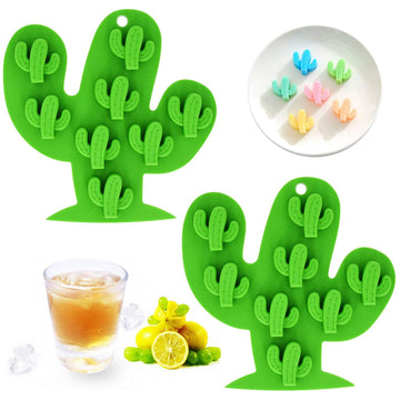 2Pcs Mini Cactus Ice Cube Tray, Cacti Silicone Molds Set for Chocolate Candy Cake Cupcake Soap Baking Jello Cookie Wax Crayon