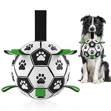 Dog Toys Soccer Ball with Straps, Interactive Dog Toys for Tug of War, Durable Dog Balls World Cup for Small & Medium Dogs（6 Inch)