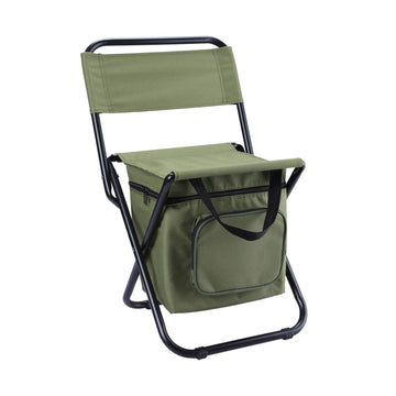 Outdoor three in one leisure camping and fishing chairs Fishing Chair with Cooler Bag Foldable Compact Fishing Stool,Green