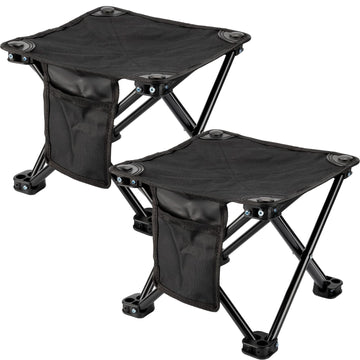 2 Pcs Camping Stool Small Lightweight Sturdy Portable Stool with Side Pocket Comfortable Foldable Chair for Camping Fishing