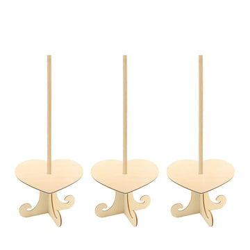Wooden Donut Display Doughnuts Stands Wood Donut Stand Holder for Birthday Wedding Party Cake Decor 3Pack Heart