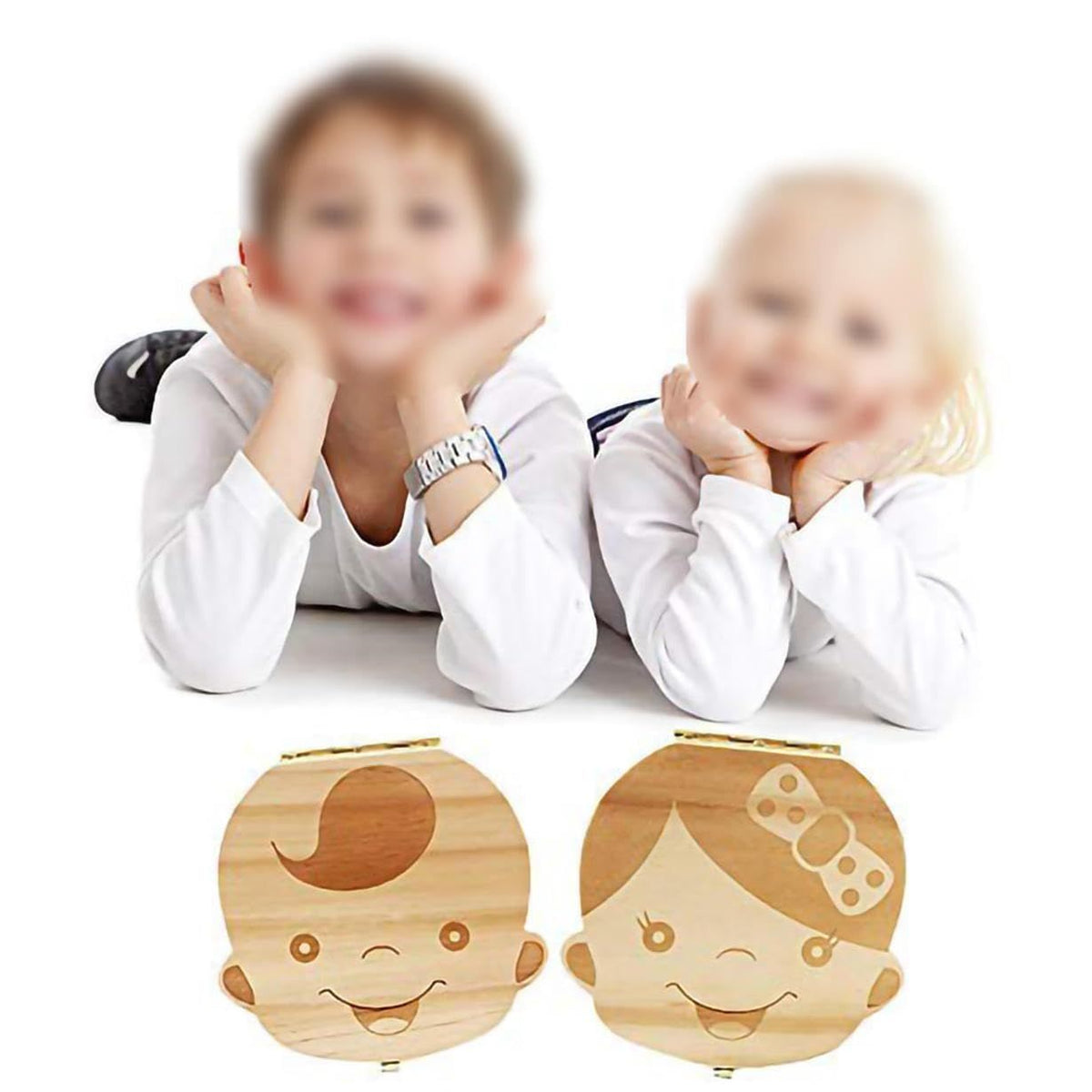 Wooden baby tooth box with tweezers, keepsake organizer for baby teeth, includes two cute children’s tooth containers by Everything Baby.