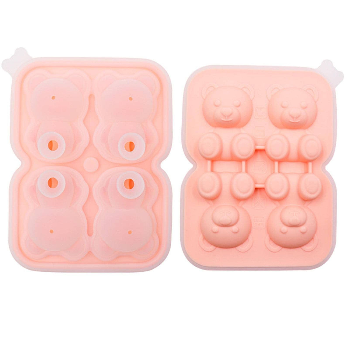 Silicone bear-shaped ice cube tray for reusable fun ice cubes, ideal for cocktails, whiskey, coffee, and wine.