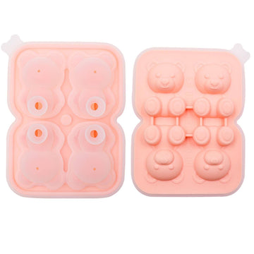 Silicone bear-shaped ice cube tray for reusable fun ice cubes, ideal for cocktails, whiskey, coffee, and wine.