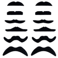 Pack of 12 novelty fake mustaches for kids and adults, perfect for parties, dress-up, and fun events.