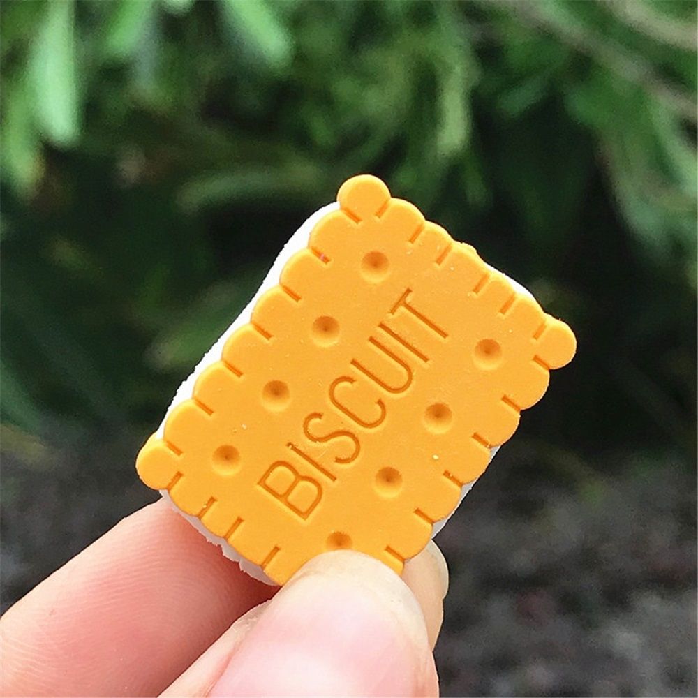 Six box-packed cute Kawai milk cookie eraser set for kids, colorful school stationery and creative gift for children and students.