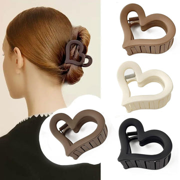 Set of four matte acrylic heart hair claw clips for women, non-slip design, perfect for Valentine’s Day accessories