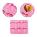 Heart-shaped 3D diamond silicone mold for chocolate and mousse with six cavities, easy to demold, ideal for baking and decorating.