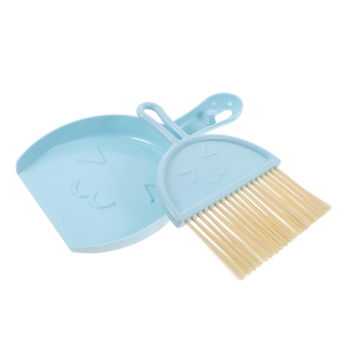 Blue mini dust pan and brush set for kids, pretend play toy by Everything Baby, includes small broom and dustpan for children’s role play