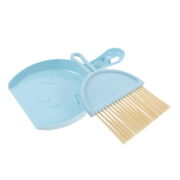 Blue mini dust pan and brush set for kids, pretend play toy by Everything Baby, includes small broom and dustpan for children’s role play