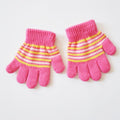 Three pairs of knitted winter writing gloves for baby boys and girls, striped toddler mittens for ages 1 to 5 by Everything Baby.