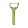 Three ceramic vegetable peelers for kitchen, safe potato and fruit peelers from Everything Baby, ideal for apples, carrots, zucchini, and veggies.