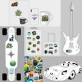 Set of 50 waterproof vinyl outdoor adventure stickers featuring wilderness, nature, hiking, camping, and travel designs for water bottles.