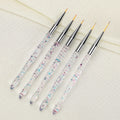 Set of 5 nail art liner brushes from Everything Baby, thin gel polish pens for detailed nail designs and drawing.