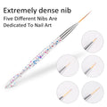 Set of five nail art liner brushes from Everything Baby, thin gel polish painting brushes for detailed nail designs.