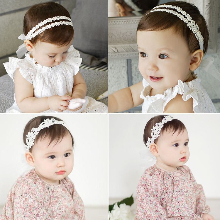 Soft, stretchy newborn hair band by Everything Baby, ideal for baby shower, baptism, or wedding party accessories.