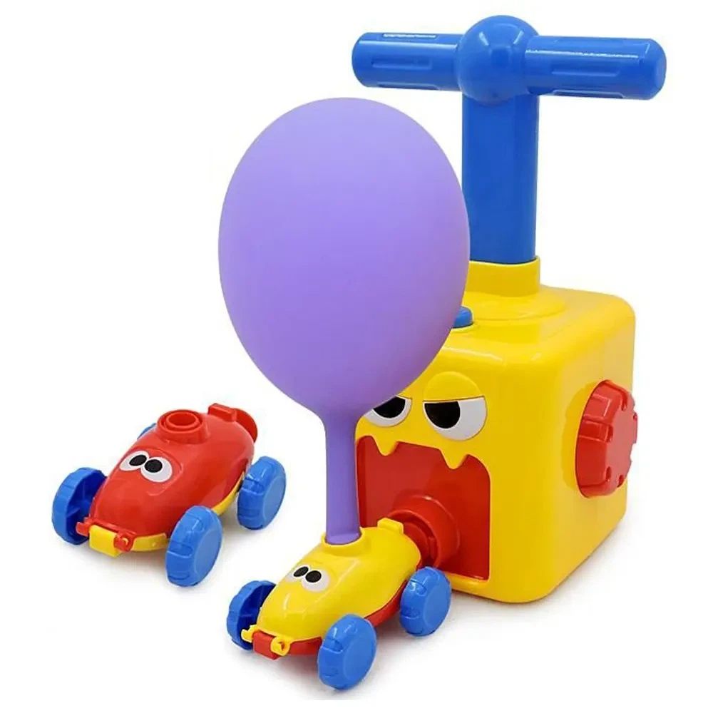 Colorful inflatable balloon car toy with pump for kids, part of the launcher and pretend play balloon racing set by Everything Baby