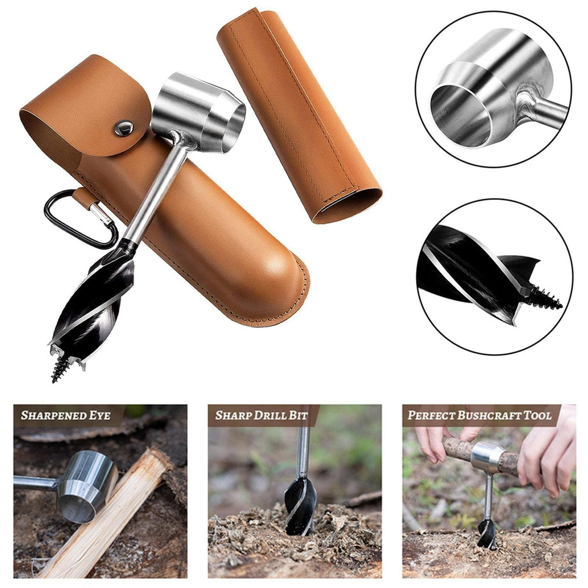 Everything Baby bushcraft survival wrench and wood auger drill bit for outdoor camping and outdoor toy play equipment.