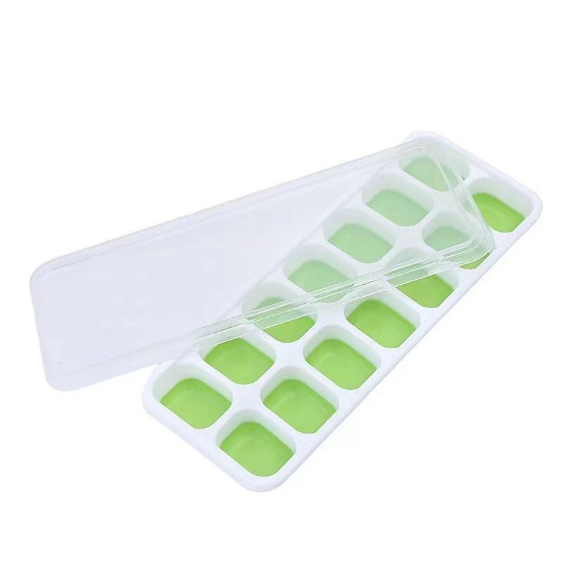 Silicone ice tray mold with 14 grids and lid, ideal for making ice cubes or homemade ice cream for cocktails and coffee.