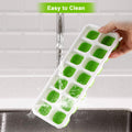 Silicone ice tray mold with 14-grid soft bottom and lid, ideal for making ice cubes, ice cream, or cocktail ice in a toddler-friendly design