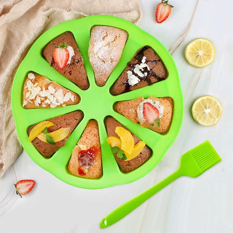 Triangle-shaped silicone scone pan by Everything Baby, non-stick mold ideal for baking mini scones and cakes.