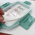 Blue stainless steel double-layer bento box for kids, portable lunch container with secure lid, ideal for nursing and feeding.