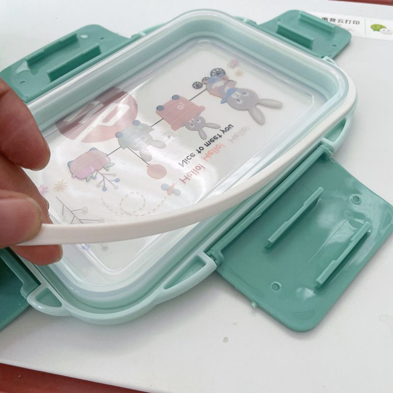 Blue stainless steel double-layer bento box for kids, portable lunch container with secure lid, ideal for nursing and feeding.