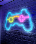 Colorful neon game controller sign for gamer room decor, featuring bright LED lights for boys’ bedrooms and teen gaming spaces.